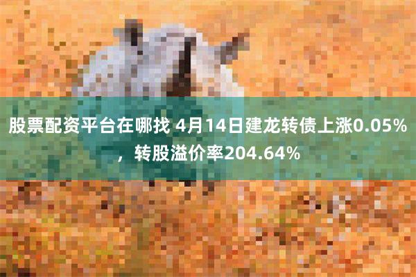 股票配资平台在哪找 4月14日建龙转债上涨0.05%，转股溢价率204.64%