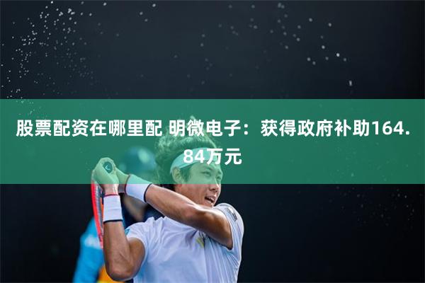 股票配资在哪里配 明微电子：获得政府补助164.84万元